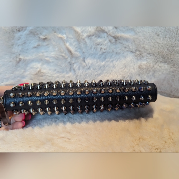 Christian Louboutin Black Leather Spike Wallet with Multicolor Spikes Zip! - Picture 9 of 10